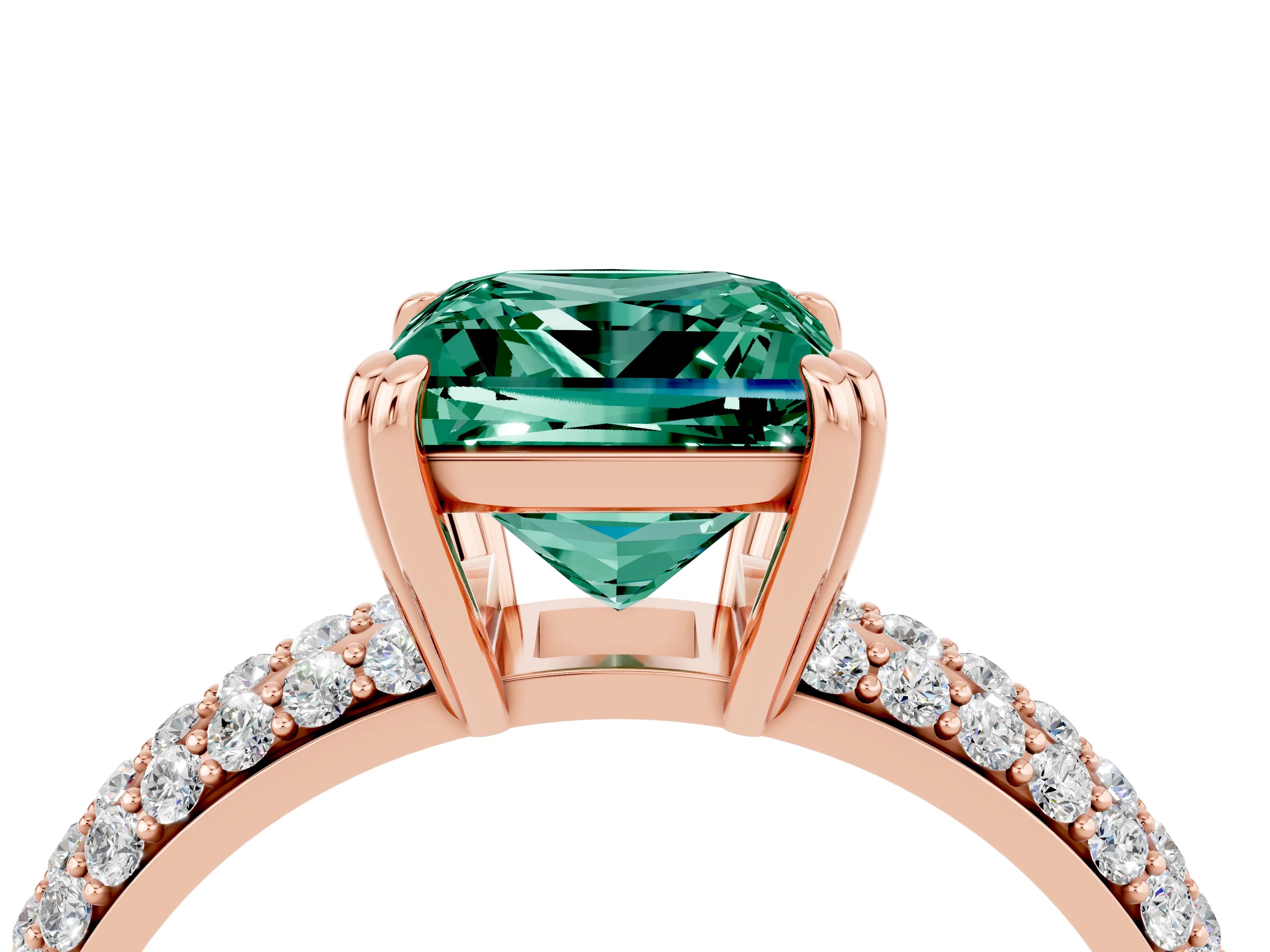 Rose gold Princess Cut Cut Diamond Milgrain Marquise Band with Prong Setting_4