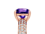 Rose gold Princess Cut Cut Diamond Milgrain Marquise Band with Prong Setting_5