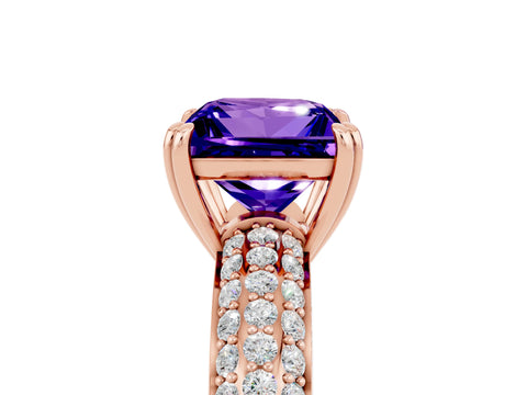 Rose gold Princess Cut Cut Diamond Milgrain Marquise Band with Prong Setting_5