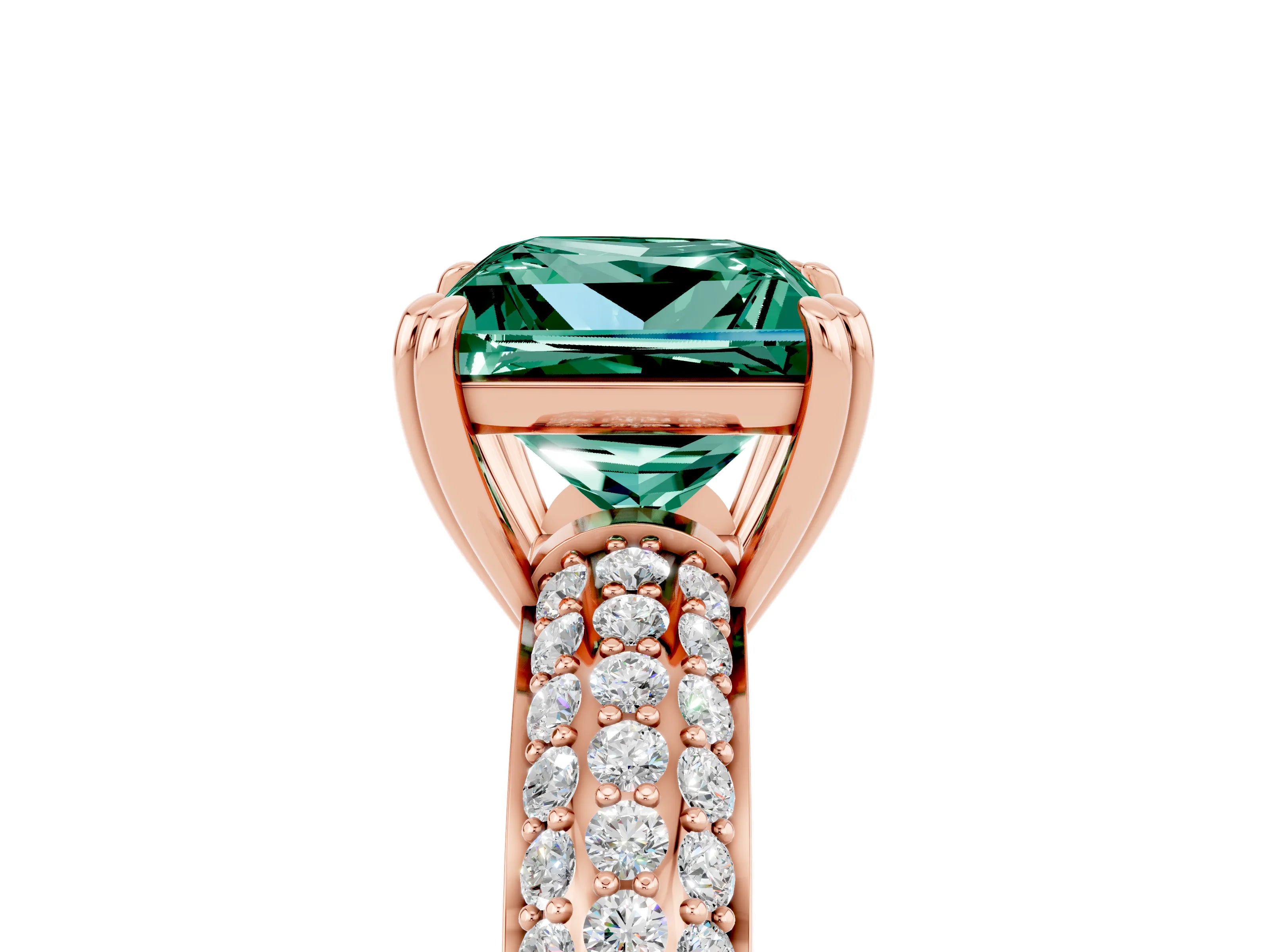 Rose gold Princess Cut Cut Diamond Milgrain Marquise Band with Prong Setting_5