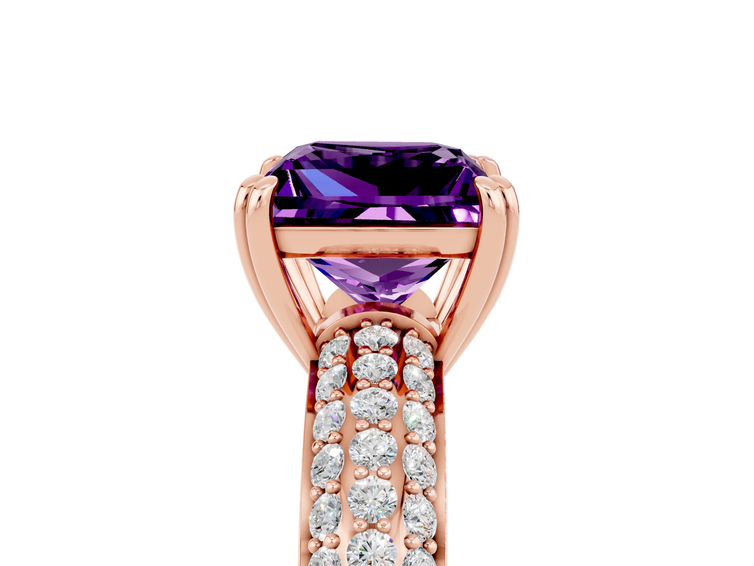 Rose gold Princess Cut Cut Diamond Milgrain Marquise Band with Prong Setting_5