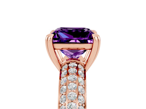 Rose gold Princess Cut Cut Diamond Milgrain Marquise Band with Prong Setting_5