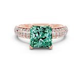 Rose gold Princess Cut Cut Diamond Milgrain Marquise Band with Prong Setting