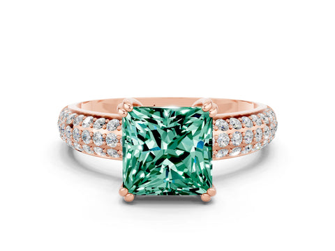 Rose gold Princess Cut Cut Diamond Milgrain Marquise Band with Prong Setting