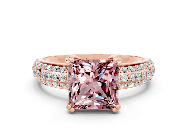 Rose gold Princess Cut Cut Diamond Milgrain Marquise Band with Prong Setting