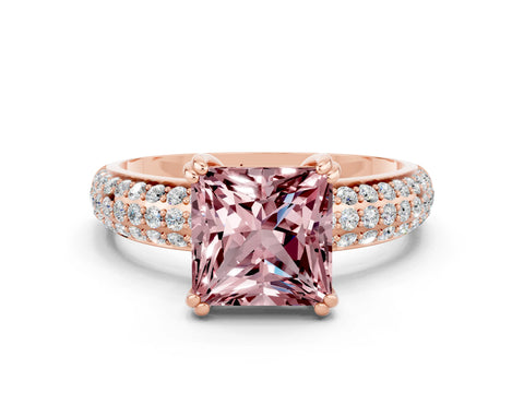 Rose gold Princess Cut Cut Diamond Milgrain Marquise Band with Prong Setting