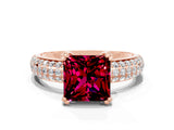 Rose gold Princess Cut Cut Diamond Milgrain Marquise Band with Prong Setting