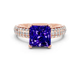 Rose gold Princess Cut Cut Diamond Milgrain Marquise Band with Prong Setting