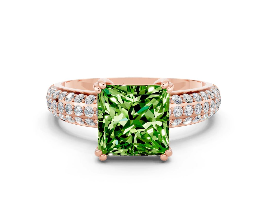 Rose gold Princess Cut Cut Diamond Milgrain Marquise Band with Prong Setting