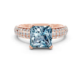 Rose gold Princess Cut Cut Diamond Milgrain Marquise Band with Prong Setting
