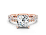Rose gold Princess Cut Cut Diamond Milgrain Marquise Band with Prong Setting