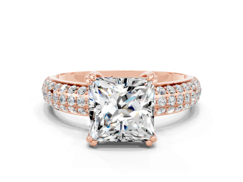 Rose gold Princess Cut Cut Diamond Milgrain Marquise Band with Prong Setting