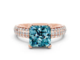 Rose gold Princess Cut Cut Diamond Milgrain Marquise Band with Prong Setting