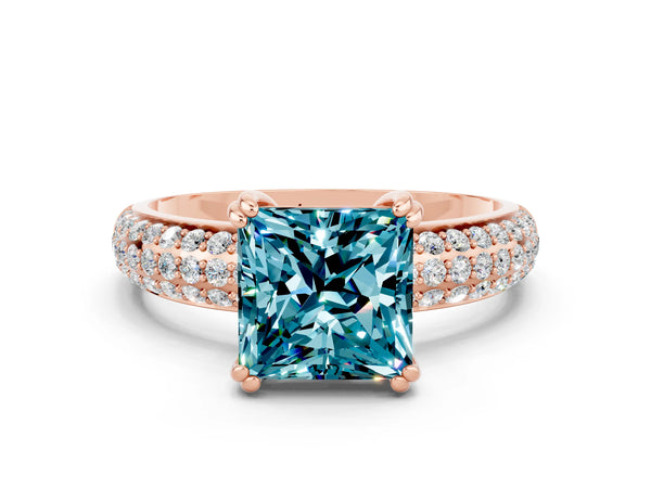 Rose gold Princess Cut Cut Diamond Milgrain Marquise Band with Prong Setting