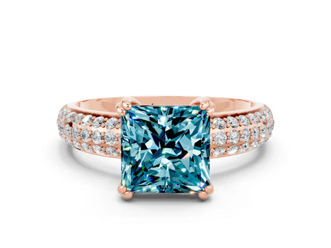 Rose gold Princess Cut Cut Diamond Milgrain Marquise Band with Prong Setting