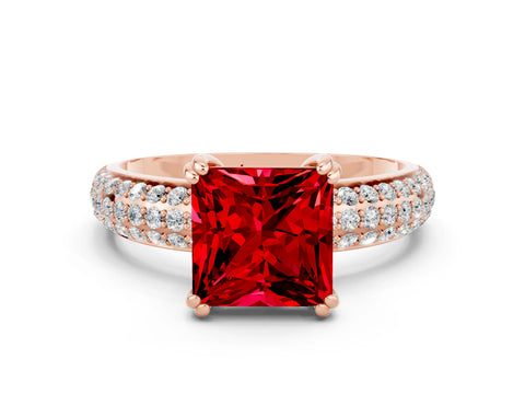 Rose gold Princess Cut Cut Diamond Milgrain Marquise Band with Prong Setting