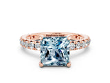 Rose gold Princess Cut Cut Diamond Pavé Band with Four-Prong Setting