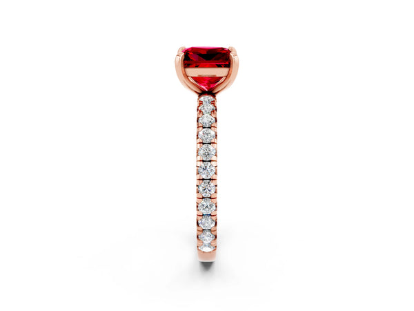 Rose gold Princess Cut Cut Diamond Pavé Band with Four-Prong Setting