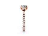 Rose gold Princess Cut Cut Diamond Pavé Band with Four-Prong Setting_2