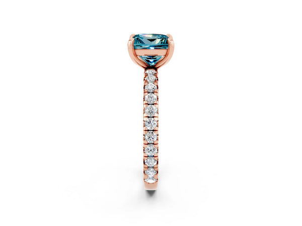 Rose gold Princess Cut Cut Diamond Pavé Band with Four-Prong Setting