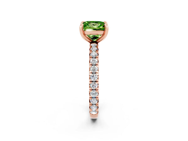 Rose gold Princess Cut Cut Diamond Pavé Band with Four-Prong Setting