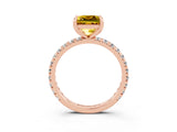 Rose gold Princess Cut Cut Diamond Pavé Band with Four-Prong Setting_3