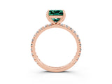 Rose gold Princess Cut Cut Diamond Pavé Band with Four-Prong Setting_3