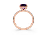 Rose gold Princess Cut Cut Diamond Pavé Band with Four-Prong Setting_3