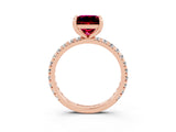 Rose gold Princess Cut Cut Diamond Pavé Band with Four-Prong Setting_3