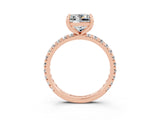 Rose gold Princess Cut Cut Diamond Pavé Band with Four-Prong Setting_3