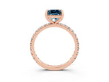 Rose gold Princess Cut Cut Diamond Pavé Band with Four-Prong Setting_3