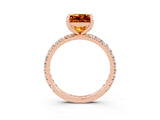 Rose gold Princess Cut Cut Diamond Pavé Band with Four-Prong Setting_3