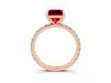 Rose gold Princess Cut Cut Diamond Pavé Band with Four-Prong Setting_3