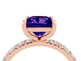 Rose gold Princess Cut Cut Diamond Pavé Band with Four-Prong Setting_4