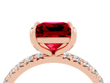 Rose gold Princess Cut Cut Diamond Pavé Band with Four-Prong Setting_4