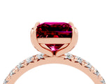 Rose gold Princess Cut Cut Diamond Pavé Band with Four-Prong Setting_4