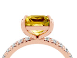 Rose gold Princess Cut Cut Diamond Pavé Band with Four-Prong Setting_4