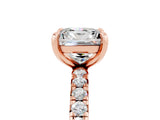 Rose gold Princess Cut Cut Diamond Pavé Band with Four-Prong Setting_5