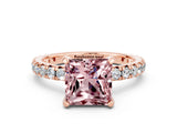 Rose gold Princess Cut Cut Diamond Pavé Band with Four-Prong Setting