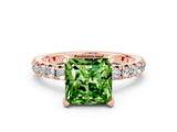 Rose gold Princess Cut Cut Diamond Pavé Band with Four-Prong Setting