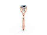 Rose gold Princess Cut Cut Diamond Ring with Tapered Baguette Side Stones in Four-Prong Setting_2