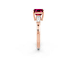 Rose gold Princess Cut Cut Diamond Ring with Tapered Baguette Side Stones in Four-Prong Setting_2