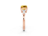 Rose gold Princess Cut Cut Diamond Ring with Tapered Baguette Side Stones in Four-Prong Setting_2