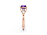 Rose gold Princess Cut Cut Diamond Ring with Tapered Baguette Side Stones in Four-Prong Setting_2