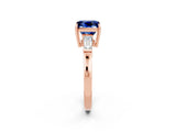 Rose gold Princess Cut Cut Diamond Ring with Tapered Baguette Side Stones in Four-Prong Setting_2