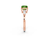 Rose gold Princess Cut Cut Diamond Ring with Tapered Baguette Side Stones in Four-Prong Setting_2