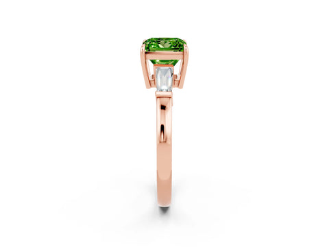 Rose gold Princess Cut Cut Diamond Ring with Tapered Baguette Side Stones in Four-Prong Setting_2