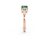 Rose gold Princess Cut Cut Diamond Ring with Tapered Baguette Side Stones in Four-Prong Setting_2