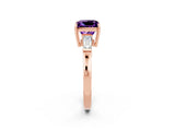 Rose gold Princess Cut Cut Diamond Ring with Tapered Baguette Side Stones in Four-Prong Setting_2