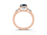 Rose gold Princess Cut Cut Diamond Ring with Tapered Baguette Side Stones in Four-Prong Setting_3